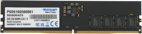 Память DDR5 16GB 5600MHz Patriot PSD516G560081 Signature RTL PC5-44800 CL46 DIMM 288-pin 1.1В single rank Ret