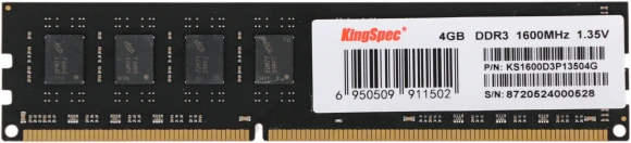 Память DDR3L 4GB 1600MHz Kingspec KS1600D3P13504G RTL PC3-12800 CL11 DIMM 240-pin 1.35В single rank Ret Память DDR3L 4GB 1600MHz Kingspec KS1600D3P13504G RTL PC3-12800 CL11 DIMM 240-pin 1.35В single rank Ret