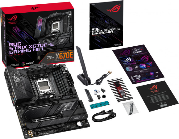 Материнская плата Asus ROG STRIX X670E-E GAMING WIFI Socket AM5 AMD X670 4xDDR5 ATX AC`97 8ch(7.1) 2.5Gg RAID+HDMI+DP Материнская плата Asus ROG STRIX X670E-E GAMING WIFI Socket AM5 AMD X670 4xDDR5 ATX AC`97 8ch(7.1) 2.5Gg RAID+HDMI+DP