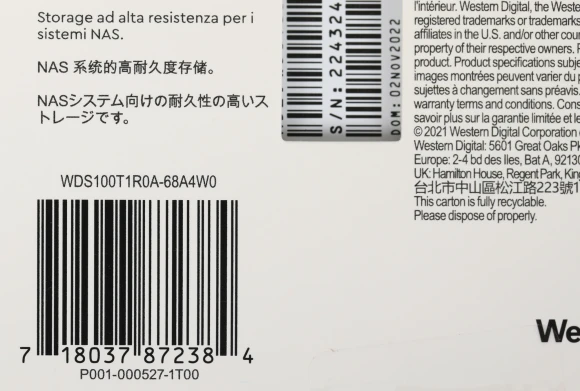 Накопитель SSD WD SATA-III 1TB WDS100T1R0A Red SA500 2.5"