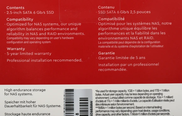 Накопитель SSD WD SATA-III 1TB WDS100T1R0A Red SA500 2.5"