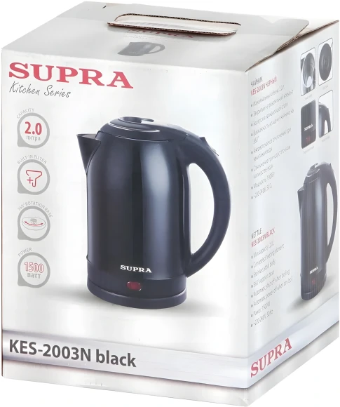 Чайник электрический Supra KES-2003N 2л. 1500Вт черный корпус: нерж.сталь Чайник электрический Supra KES-2003N 2л. 1500Вт черный корпус: нерж.сталь