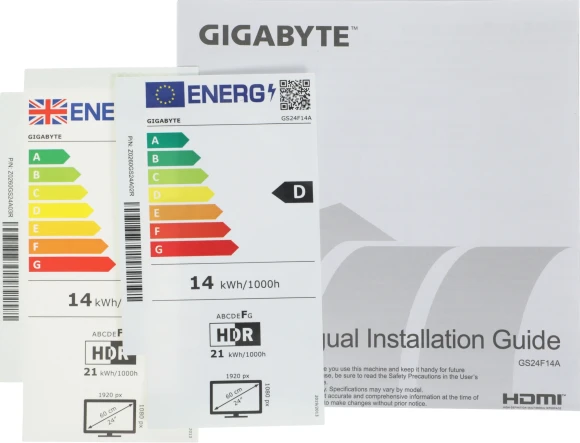 Монитор Gigabyte 23.8" GS24F14A черный IPS LED 16:9 HDMI матовая 400cd 178гр/178гр 1920x1080 144Hz DP FHD 3.16кг Монитор Gigabyte 23.8" GS24F14A черный IPS LED 16:9 HDMI матовая 400cd 178гр/178гр 1920x1080 144Hz DP FHD 3.16кг