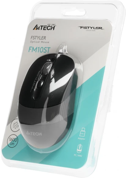 Мышь A4Tech Fstyler FM10ST серый/черный оптическая 1600dpi silent USB для ноутбука 3but (FM10ST GREY) Мышь A4Tech Fstyler FM10ST серый/черный оптическая 1600dpi silent USB для ноутбука 3but (FM10ST GREY)