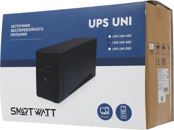 Источник бесперебойного питания Smartwatt Uni 360Вт 650ВА черный