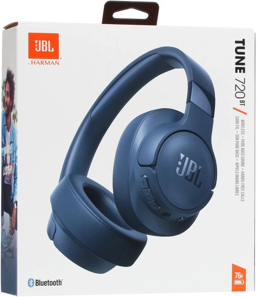 Гарнитура мониторные JBL Tune 720 BT 1.2м синий беспроводные bluetooth оголовье (JBLT720BTBLU) Гарнитура мониторные JBL Tune 720 BT 1.2м синий беспроводные bluetooth оголовье (JBLT720BTBLU)