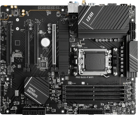 Материнская плата MSI PRO B650-P WIFI Socket AM5 AMD B650 4xDDR5 ATX AC`97 8ch(7.1) 2.5Gg RAID+HDMI+DP