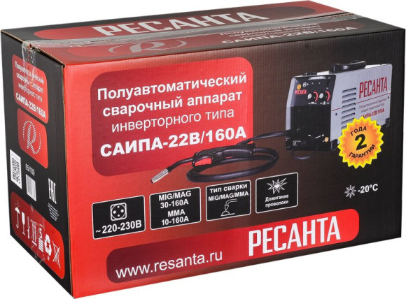 Сварочный полуавтомат Ресанта САИПА-22В/160А инвертор MIG-MAG 6.2кВт