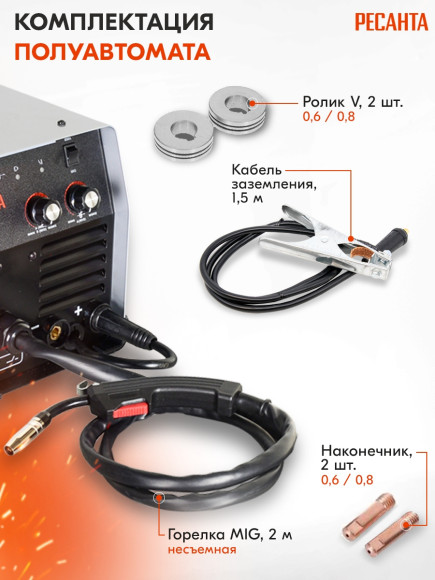 Сварочный полуавтомат Ресанта САИПА-22В/160А инвертор MIG-MAG 6.2кВт
