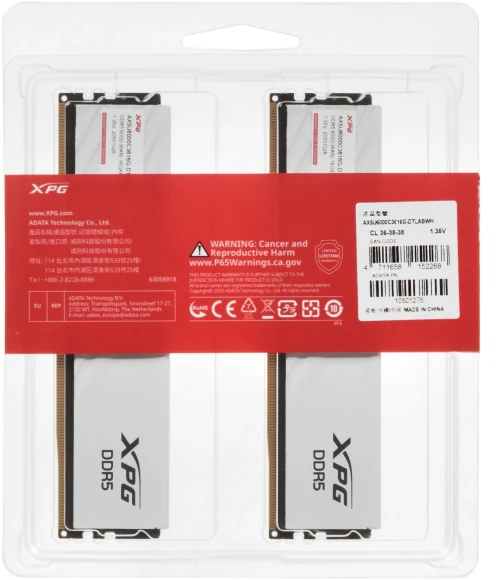 Память DDR5 2x16GB 6000MHz A-Data AX5U6000C3616G-DTLABWH XPG Lancer Blade RTL Gaming PC5-48000 CL36 DIMM UDIMM ECC 288-pin 1.35В kit dual rank с радиатором Ret Память DDR5 2x16GB 6000MHz A-Data AX5U6000C3616G-DTLABWH XPG Lancer Blade RTL Gaming PC5-48000 CL36 DIMM UDIMM ECC 288-pin 1.35В kit dual rank с радиатором Ret