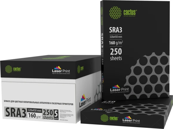 Бумага Cactus CS-LPSRA3160250 SRA3 марка A/160г/м2/250л./белый CIE170% для лазерной печати