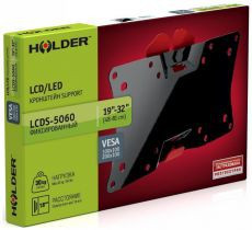 Кронштейн для телевизора Holder LCDS-5060 черный глянец 19"-32" макс.30кг настенный фиксированный Кронштейн для телевизора Holder LCDS-5060 черный глянец 19"-32" макс.30кг настенный фиксированный