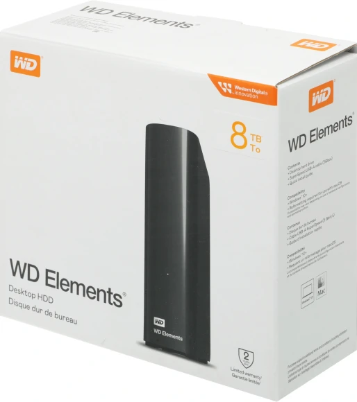 Жесткий диск WD USB3.0 8TB WDBWLG0080HBK-EESN Elements Desktop 3.5" черный