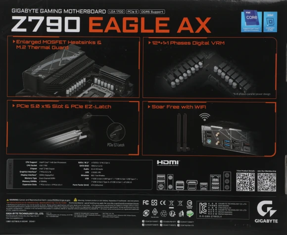 Материнская плата Gigabyte Z790 EAGLE AX Soc-1700 Intel Z790 4xDDR5 ATX AC`97 8ch(7.1) 2.5Gg RAID+HDMI+DP