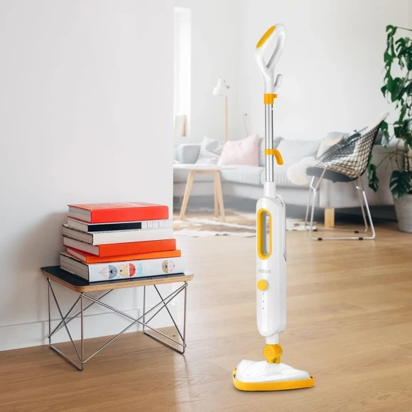 Швабра паровая Kitfort КТ-1048-1 1300Вт белый/желтый Швабра паровая Kitfort КТ-1048-1 1300Вт белый/желтый