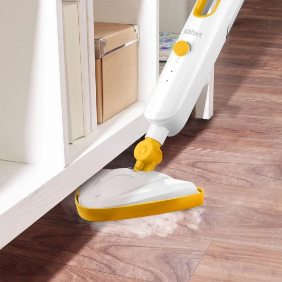 Швабра паровая Kitfort КТ-1048-1 1300Вт белый/желтый Швабра паровая Kitfort КТ-1048-1 1300Вт белый/желтый