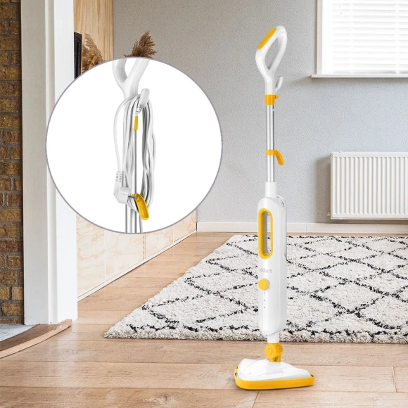 Швабра паровая Kitfort КТ-1048-1 1300Вт белый/желтый Швабра паровая Kitfort КТ-1048-1 1300Вт белый/желтый
