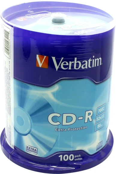 Диск CD-R Verbatim 700Mb 52x Cake Box (100шт) (43411)