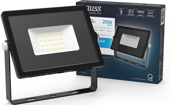 Прожектор уличный Gauss Qplus 613511320 светодиодный 20Втчерный Прожектор уличный Gauss Qplus 613511320 светодиодный 20Втчерный
