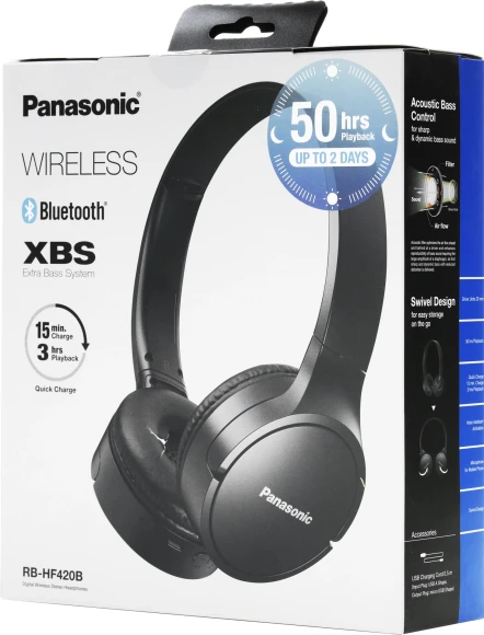 Гарнитура накладные Panasonic RB-HF420BGEK черный беспроводные bluetooth оголовье