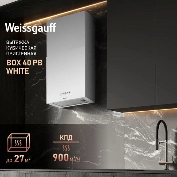Вытяжка каминная Weissgauff Box 40 PB белый управление: кнопочное (1 мотор) Вытяжка каминная Weissgauff Box 40 PB белый управление: кнопочное (1 мотор)