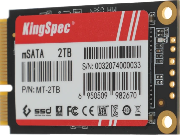 Накопитель SSD Kingspec SATA-III 2TB MT-2TB MT Series mSATA Накопитель SSD Kingspec SATA-III 2TB MT-2TB MT Series mSATA