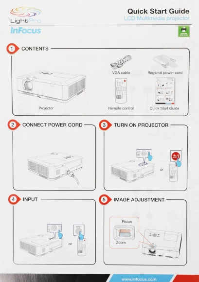 Проектор Infocus IN1034 LCD 5000Lm LS (1024x768) 50000:1 ресурс лампы:10000часов 1xUSB typeA 1xUSB typeB 2xHDMI 3.3кг