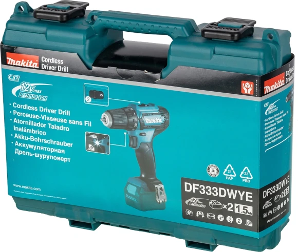Дрель-шуруповерт Makita DF333DWYE аккум. патрон:быстрозажимной (кейс в комплекте)