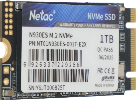 Накопитель SSD Netac PCIe 3.0 x2 1TB NT01N930ES-001T-E2X N930ES M.2 2242