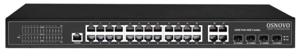 Коммутатор Osnovo SW-8244/L(400W) (L2+) 28x1Гбит/с 4xКомбо(1000BASE-T/SFP) 24PoE+ 400W управляемый