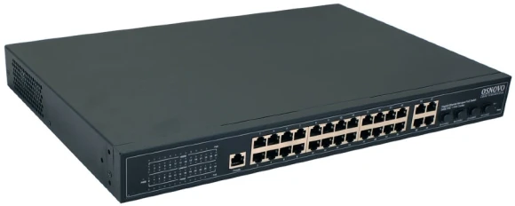 Коммутатор Osnovo SW-8244/L(400W) (L2+) 28x1Гбит/с 4xКомбо(1000BASE-T/SFP) 24PoE+ 400W управляемый