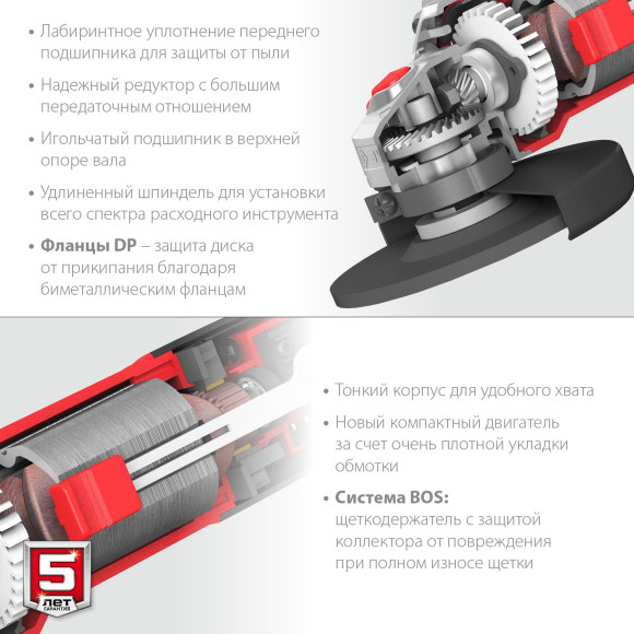 Углошлифовальная машина Зубр Мастер УШМ-125-805 800Вт 11000об/мин рез.шпин.:M14 d=125мм