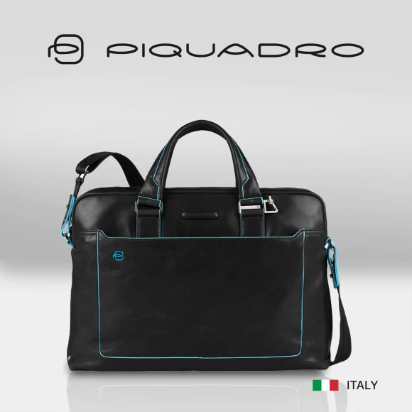 Деловая сумка Piquadro Blue Square CA3335B2/N с отделением для ноутбука 15" черная натур.кожа