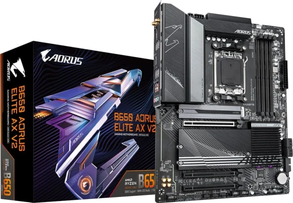 Материнская плата Gigabyte B650 AORUS ELITE AX V2 Socket AM5 AMD B650 4xDDR5 ATX AC`97 8ch(7.1) 2.5Gg RAID+HDMI+DP