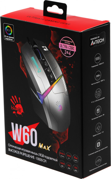 Мышь A4Tech Bloody W60 Max Gun серый/черный оптическая 10000dpi USB 10but