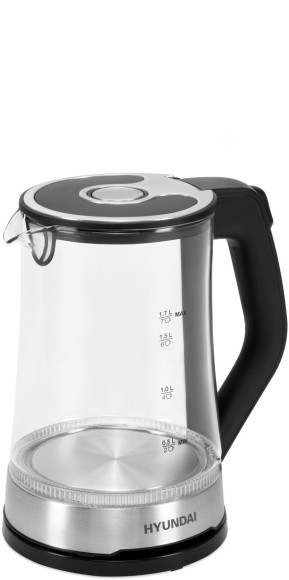 Чайник электрический Hyundai HYK-G3401 1.7л. 2200Вт черный/серебристый корпус: стекло/пластик