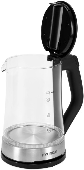 Чайник электрический Hyundai HYK-G3401 1.7л. 2200Вт черный/серебристый корпус: стекло/пластик