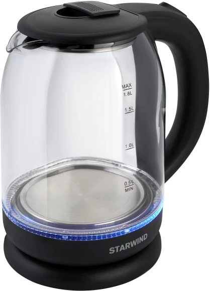 Чайник электрический Starwind SKG1779 1.8л. 1700Вт прозрачный/черный корпус: стекло