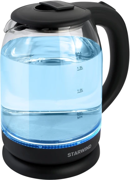 Чайник электрический Starwind SKG1779 1.8л. 1700Вт прозрачный/черный корпус: стекло