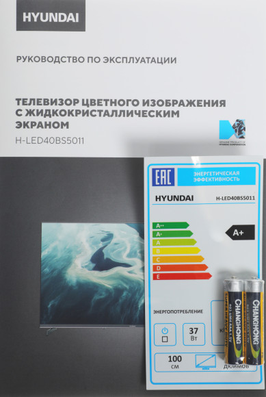 Телевизор LED Hyundai 40" H-LED40BS5011 Google TV Frameless Metal черный FULL HD 60Hz DVB-T DVB-T2 DVB-C DVB-S DVB-S2 USB WiFi Smart TV