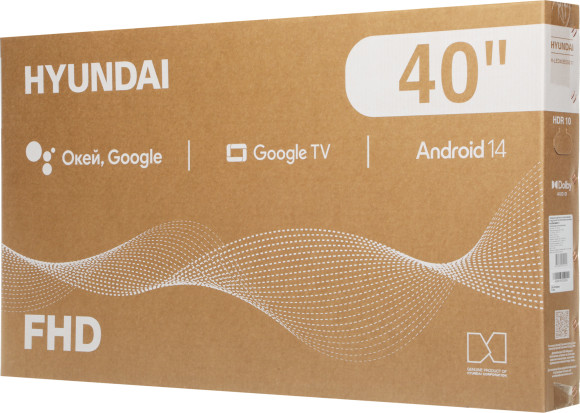 Телевизор LED Hyundai 40" H-LED40BS5011 Google TV Frameless Metal черный FULL HD 60Hz DVB-T DVB-T2 DVB-C DVB-S DVB-S2 USB WiFi Smart TV