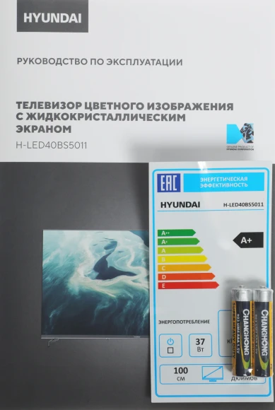 Телевизор LED Hyundai 40" H-LED40BS5011 Google TV Frameless Metal черный FULL HD 60Hz DVB-T DVB-T2 DVB-C DVB-S DVB-S2 USB WiFi Smart TV