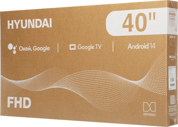 Телевизор LED Hyundai 40" H-LED40BS5011 Google TV Frameless Metal черный FULL HD 60Hz DVB-T DVB-T2 DVB-C DVB-S DVB-S2 USB WiFi Smart TV