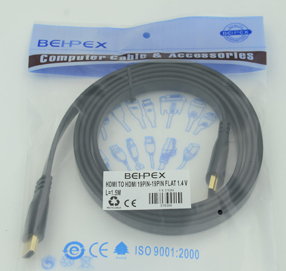 Кабель аудио-видео Flat v1.4 HDMI (m)/HDMI (m) 1.5м. Кабель аудио-видео Flat v1.4 HDMI (m)/HDMI (m) 1.5м.