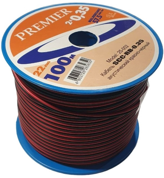 Кабель акустический Premier SCC-RB CCA 100м. черный/красный (25-002 100)