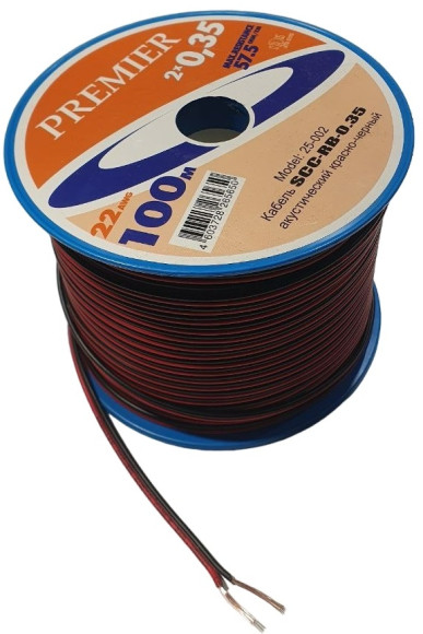 Кабель акустический Premier SCC-RB CCA 100м. черный/красный (25-002 100)