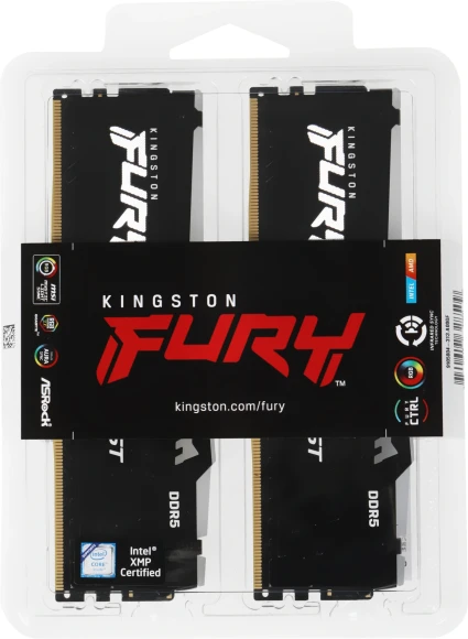 Память DDR5 2x32Gb 5600MHz Kingston KF556C40BBAK2-64 Fury Beast Black RGB RTL Gaming PC5-44800 CL40 DIMM 288-pin 1.25В dual rank с радиатором Ret