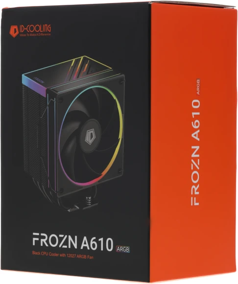 Устройство охлаждения(кулер) ID-Cooling Frozn A610 ARGB Soc-AM5/AM4/1200/1700/1851 черный 4-pin 29.9dB Al+Cu 250W 940gr Ret (FROZN A610 ARGB) Устройство охлаждения(кулер) ID-Cooling Frozn A610 ARGB Soc-AM5/AM4/1200/1700/1851 черный 4-pin 29.9dB Al+Cu 250W 940gr Ret (FROZN A610 ARGB)