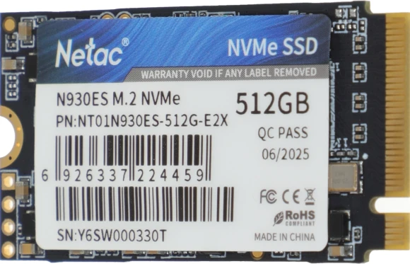 Накопитель SSD Netac PCIe 3.0 x2 512GB NT01N930ES-512G-E2X N930ES M.2 2242