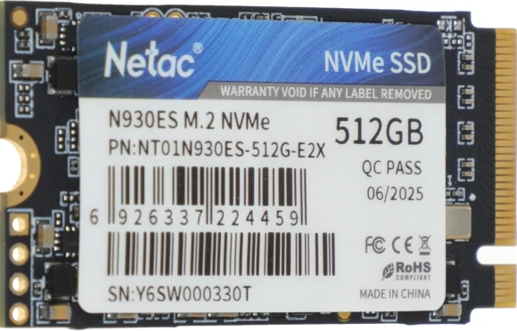 Накопитель SSD Netac PCIe 3.0 x2 512GB NT01N930ES-512G-E2X N930ES M.2 2242